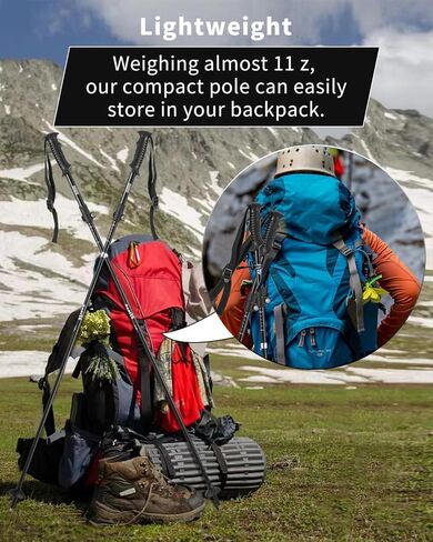 AISUNOURDOOR Lightweight Adjustable Trekking Poles, Aluminum Collapsible Travel Hiking or Walking Sticks for Men and Women, 2 Poles, with One Disposable Raincoat in Saudi Arabia