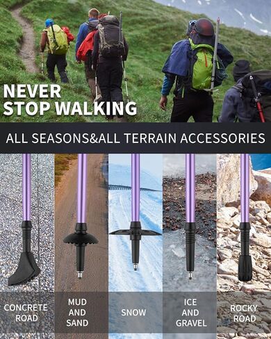 AISUNOURDOOR Lightweight Adjustable Trekking Poles, Aluminum Collapsible Travel Hiking or Walking Sticks for Men and Women, 2 Poles, with One Disposable Raincoat in Saudi Arabia