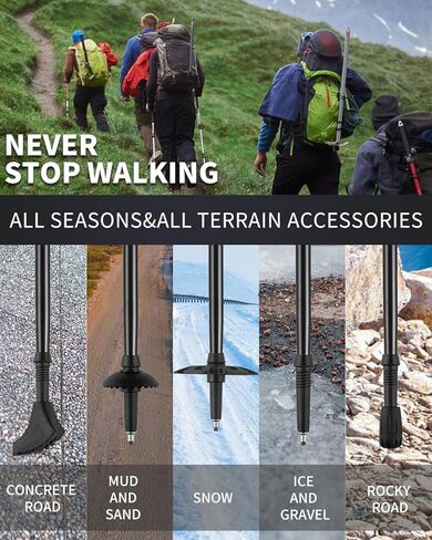 AISUNOURDOOR Lightweight Adjustable Trekking Poles, Aluminum Collapsible Travel Hiking or Walking Sticks for Men and Women, 2 Poles, with One Disposable Raincoat in Saudi Arabia