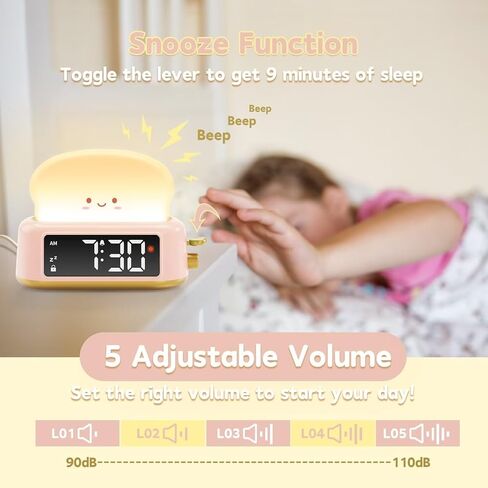 ساعة منبه للأطفال، ساعة منبه رقمية لغرف النوم، ساعة منبه لطيفة مع ضوء ليلي، مؤقت، قيلولة بعد الظهر، سطوع قابل للتعديل، ساعة بجانب السرير للأطفال الصغار، هدايا مثالية للأطفال والمراهقين والبنات in Kuwait