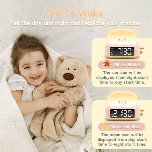ساعة منبه للأطفال، ساعة منبه رقمية لغرف النوم، ساعة منبه لطيفة مع ضوء ليلي، مؤقت، قيلولة بعد الظهر، سطوع قابل للتعديل، ساعة بجانب السرير للأطفال الصغار، هدايا مثالية للأطفال والمراهقين والبنات in Kuwait