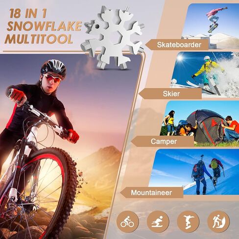 ادوات محمولة مطورة 18 في 1 بتصميم ندفة الثلج، عبوة من قطعتين من ادوات الجيب متعددة الاغراض من الستانلس ستيل، هدايا للرجال والاب، هدايا هدايا الكريسماس للرجال in Kuwait