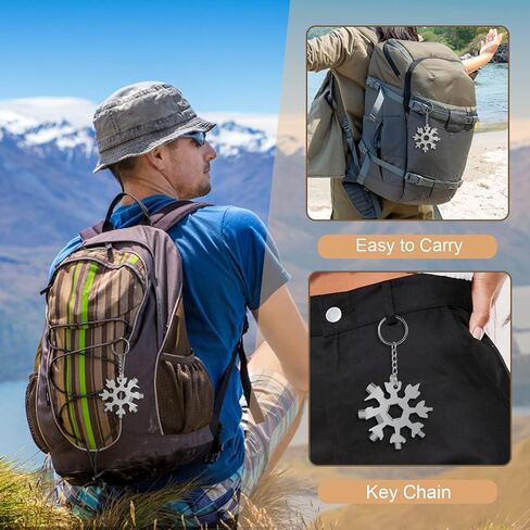 ادوات محمولة مطورة 18 في 1 بتصميم ندفة الثلج، عبوة من قطعتين من ادوات الجيب متعددة الاغراض من الستانلس ستيل، هدايا للرجال والاب، هدايا هدايا الكريسماس للرجال in Kuwait