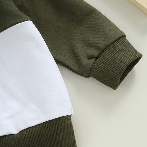 Karesoull Toddler Boy Clothes Patchwork Sweatshirts Long Sleeve Tops Solid Pants Outfit Fall Winter Baby Hooded Clothe Set in Kuwait