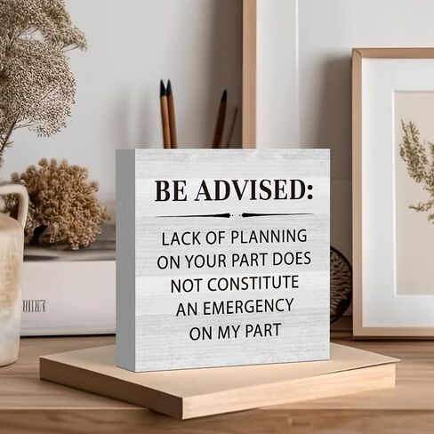 Be Advised Funny Office Wooden Box Sign 5 X 5 Inches Rustic Home Office Desk Accessories Decor Wood Plaque Block Sign Gift Cubicle Shelf Farmhouse Square Desk Decor Sign in Saudi Arabia