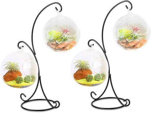 حامل عرض للزينة، حامل زينة للمنزل وحفلات الزفاف، رف لتعليق الأواني الزجاجية، حامل حديدي، حامل كرات الساحرة (خطاف مزدوج، عبوتان، اسود) in Kuwait