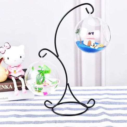 حامل عرض للزينة، حامل زينة للمنزل وحفلات الزفاف، رف لتعليق الأواني الزجاجية، حامل حديدي، حامل كرات الساحرة (خطاف مزدوج، عبوتان، اسود) in Kuwait