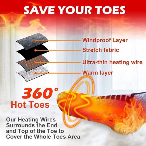 Heated Socks for Men Women Rechargeable Battery Operated Electric Heated Socks with 3 Heat Settings Foot Warmer Thermal Socks with Washing Bag for Hunting Camping Skiing Winter Sports Outdoors in Saudi Arabia