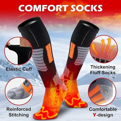 Heated Socks for Men Women Rechargeable Battery Operated Electric Heated Socks with 3 Heat Settings Foot Warmer Thermal Socks with Washing Bag for Hunting Camping Skiing Winter Sports Outdoors in Saudi Arabia