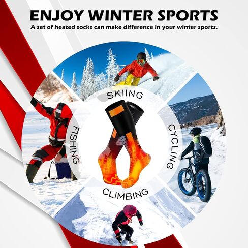 Heated Socks for Men Women Rechargeable Battery Operated Electric Heated Socks with 3 Heat Settings Foot Warmer Thermal Socks with Washing Bag for Hunting Camping Skiing Winter Sports Outdoors in Saudi Arabia