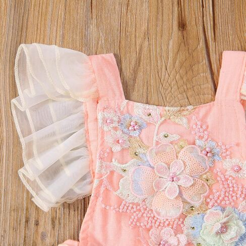 Newborn Infant Baby Girl Onesie Romper Lace Ruffle Tulle Flower Sleeveless Bodysuit Birthday Outfit Toddler Jumpsuit in Saudi Arabia