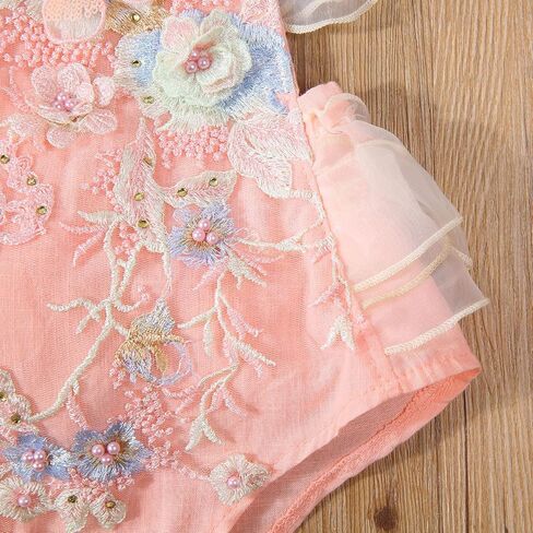 Newborn Infant Baby Girl Onesie Romper Lace Ruffle Tulle Flower Sleeveless Bodysuit Birthday Outfit Toddler Jumpsuit in Saudi Arabia
