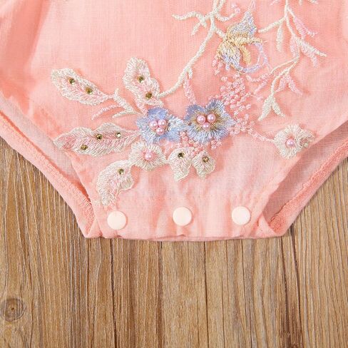 Newborn Infant Baby Girl Onesie Romper Lace Ruffle Tulle Flower Sleeveless Bodysuit Birthday Outfit Toddler Jumpsuit in Saudi Arabia