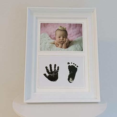 9x7 Baby Picture Frames Handprint and Footprint Kit. Photo Frame for Newborn. Opening 4.7x3.1 inch. White. in Kuwait