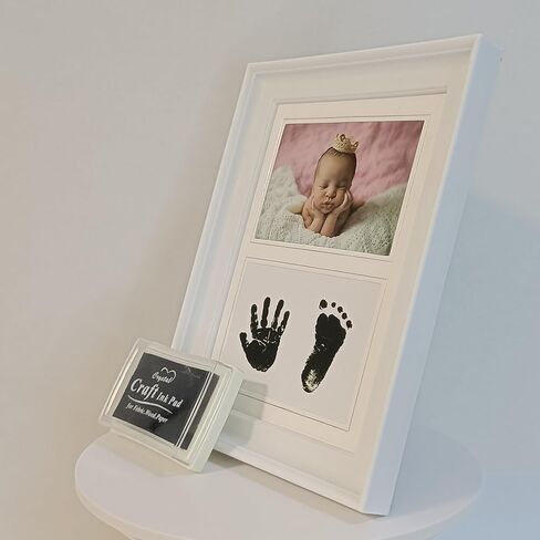 9x7 Baby Picture Frames Handprint and Footprint Kit. Photo Frame for Newborn. Opening 4.7x3.1 inch. White. in Kuwait