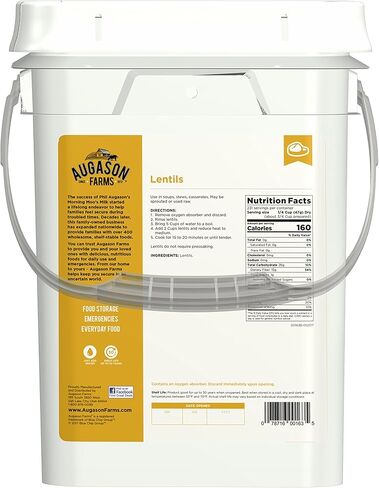 مزارع أوغاسون، حبوب العدس، تخزين المواد الغذائية السائبة في حالات الطوارئ، 4 جالون، سطل، 231 حصة in Kuwait