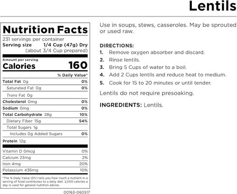 مزارع أوغاسون، حبوب العدس، تخزين المواد الغذائية السائبة في حالات الطوارئ، 4 جالون، سطل، 231 حصة in Kuwait