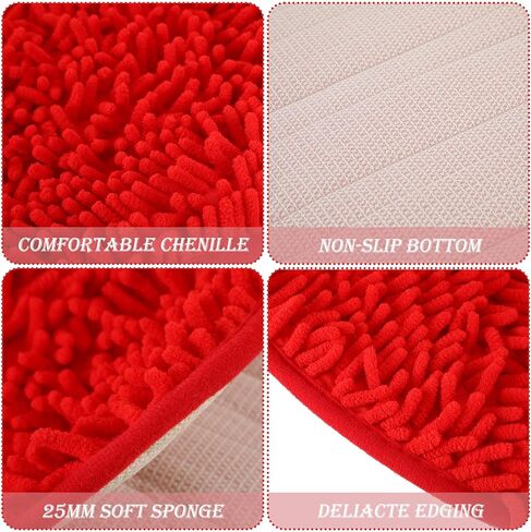 2 Pieces Valentine Heart Rug Bath Mat Valentine's Day Heart Shaped Door Mat Bathroom Heart Mat Heart Area Rug Set for Shower Bedroom Kitchen Shaped Decor, 20 x 24 Inches (Pink, Red, White) in Saudi Arabia