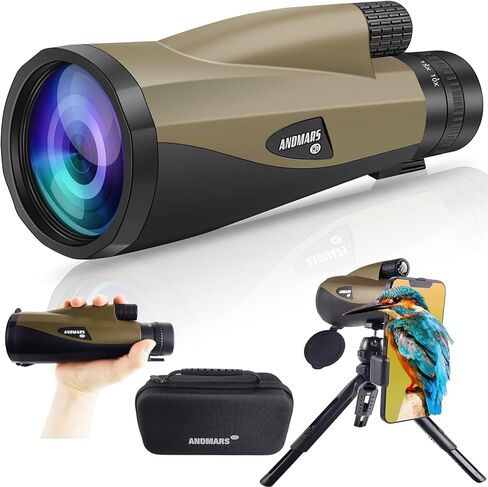 Andmars Zoom 10-30x60 منظار أحادي عالي الطاقة عالي الدقة للبالغين. تلسكوب مقاوم للماء مع حافظة جلدية وجسم معدني ومحول هاتف وحامل ثلاثي القوائم. FMC المغلفة ومنشور BAK4. لصيد الطيور والمشي لمسافات طويلة. (رمادي) in Kuwait