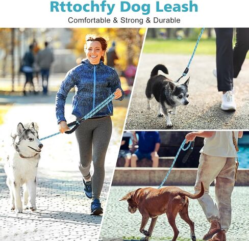 Rttochfy Dog Leash Heavy Duty - 2/4/5/6/8/10 Foot Rope Leash with Comfortable Padded Handle and Reflective - Puppy Training Leash for Small Medium Large Breed Dogs - (1/2" x5 FT, Black) in Saudi Arabia