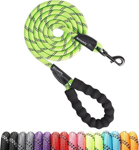 Rttochfy Dog Leash Heavy Duty - 2/4/5/6/8/10 Foot Rope Leash with Comfortable Padded Handle and Reflective - Puppy Training Leash for Small Medium Large Breed Dogs - (1/2" x5 FT, Black) in Saudi Arabia