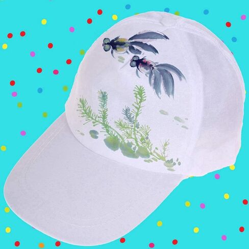 Coxeer 17PCS DIY Baseball Caps Adjustable Plain Hat White Painting Polyester Sports Cap for Kids Painting DIY in Kuwait