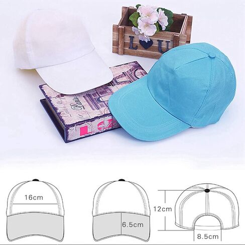 Coxeer 17PCS DIY Baseball Caps Adjustable Plain Hat White Painting Polyester Sports Cap for Kids Painting DIY in Kuwait
