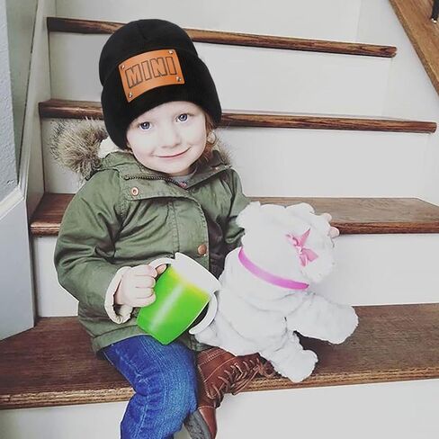 Mommy and Me Mama Mini Beanie Set Women and Toddler Hats Mother Baby Daughter Son Kids Soft Cap Knit Cuffed Beanie Winter Cap in Kuwait