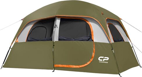 CAMPROS CP Tent-6-Person-Camping-Tents, Waterproof Windproof Family Tent with Top Rainfly, 4 Large Mesh Windows, Double Layer, Easy Set Up, Portable with Carry Bag in Saudi Arabia