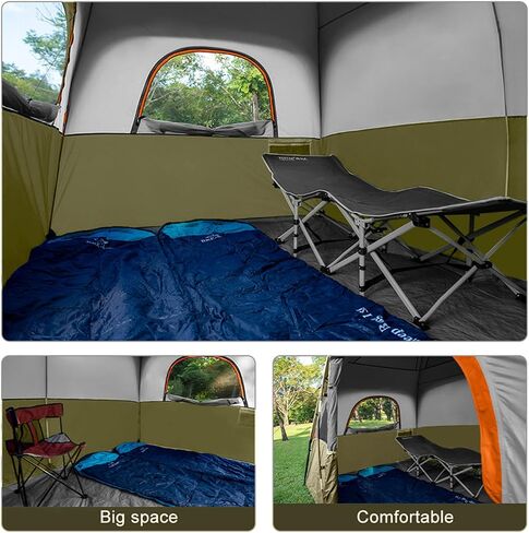CAMPROS CP Tent-6-Person-Camping-Tents, Waterproof Windproof Family Tent with Top Rainfly, 4 Large Mesh Windows, Double Layer, Easy Set Up, Portable with Carry Bag in Saudi Arabia
