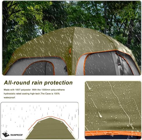 CAMPROS CP Tent-6-Person-Camping-Tents, Waterproof Windproof Family Tent with Top Rainfly, 4 Large Mesh Windows, Double Layer, Easy Set Up, Portable with Carry Bag in Saudi Arabia