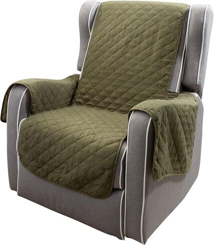 Home Details Quilted Reversible Furniture Protector Slipcover, Good for Dog Hair, Dust & Spills, Machine Washable, Arm Chair, Chocolate-Taupe in Saudi Arabia
