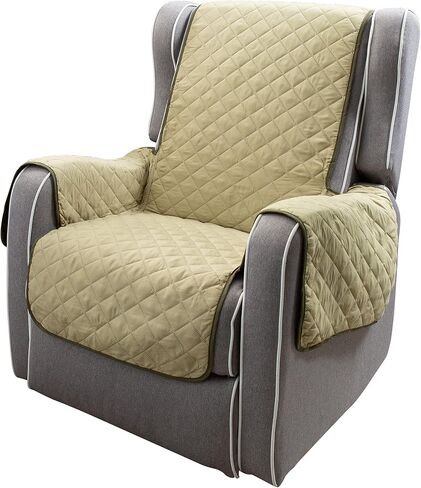 Home Details Quilted Reversible Furniture Protector Slipcover, Good for Dog Hair, Dust & Spills, Machine Washable, Arm Chair, Chocolate-Taupe in Saudi Arabia