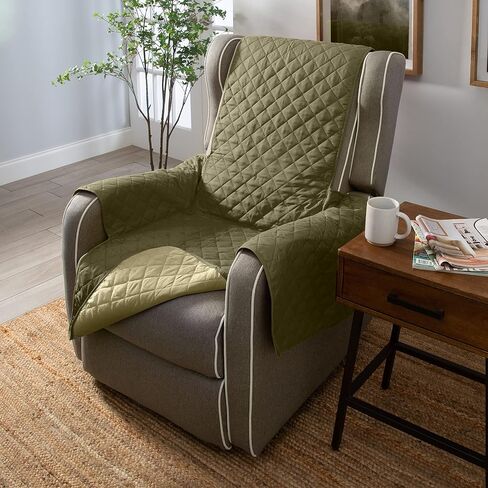 Home Details Quilted Reversible Furniture Protector Slipcover, Good for Dog Hair, Dust & Spills, Machine Washable, Arm Chair, Chocolate-Taupe in Saudi Arabia