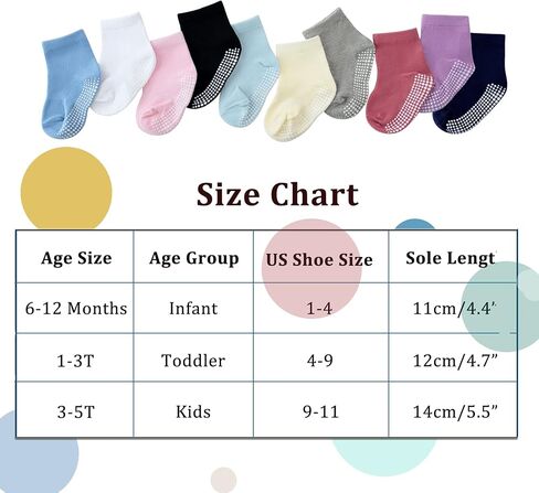 تن بلس زيرو جوارب قطنية مضادة للانزلاق للاطفال الصغار مع مقابض للاطفال الرضع والاولاد والبنات in Kuwait