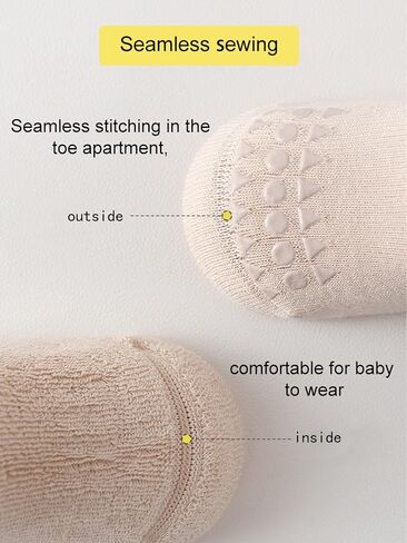 BEHELE Toddler Baby Non Slip Knee High Sock Girl Boy Warm Thick Anti Skid Slipper Crawling Sock Newborn Tube Stocking 6 Pairs in Saudi Arabia