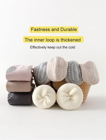 BEHELE Toddler Baby Non Slip Knee High Sock Girl Boy Warm Thick Anti Skid Slipper Crawling Sock Newborn Tube Stocking 6 Pairs in Saudi Arabia