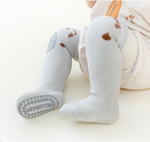 BEHELE Toddler Baby Non Slip Knee High Sock Girl Boy Warm Thick Anti Skid Slipper Crawling Sock Newborn Tube Stocking 6 Pairs in Saudi Arabia