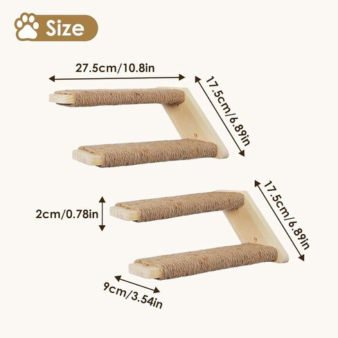 Cat Climbing Shelves Wall Mounted, Cat Shelf Stairway for Wall with Sisal Scratching Ladder Cat Wall Shelves Furniture for Perch Platform Sleeping in Kuwait