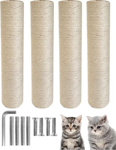 2 PCS M8 Cat Scratching Post Replacement, 15.7 x 3.3 in Sisal Pole Cat Tree Replacement Post with Screws, Refill Sisal Rope Scratcher Posts for Indoor Kitten Tree Tower Spare Cat Furniture Protector in Saudi Arabia