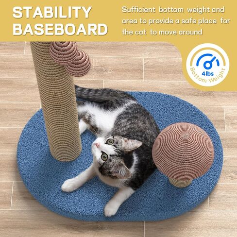 Western Home Large Cat Scratching Post, 32 Inches Tall Cat Scratch Post with 2 Cat Scratcher, Coconut Tree Scratching Post for Indoor Cats with Hanging Balls in Kuwait