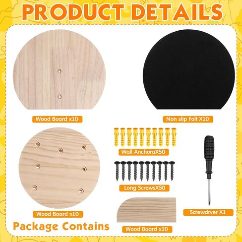 Thyle 10 قطع أرفف مثبتة على الحائط للقطط، خطوات حائط للقطط، أثاث حائط للقطط مع خدش غير قابل للانزلاق، أرفف تسلق للقطط، سلالم خشبية عائمة للقطط تلعب النوم، منصة جثم للتسكع in Kuwait