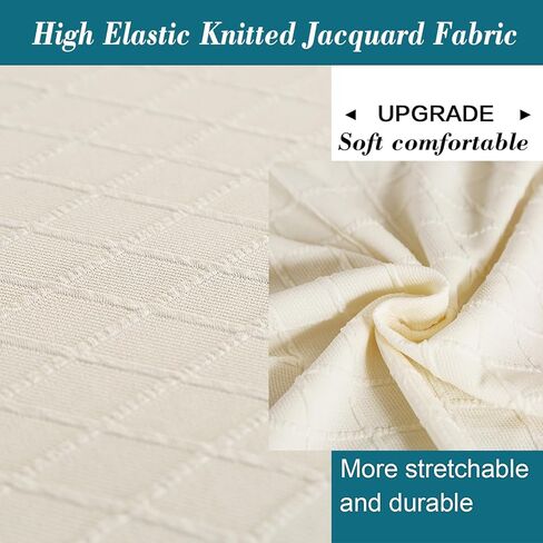 غطاء عثماني من ANWUCHEN غطاء عثماني من قماش الجاكار المحبوك مربع الشكل - أغطية عثمانية مربعة ناعمة غطاء منزلق - غطاء عثماني سميك للتخزين وغطاء مقعد للقدم مع قاعدة مطاطية متوسطة الحجم in Kuwait