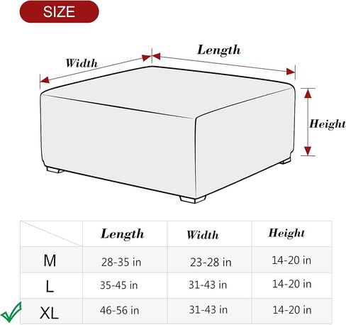 غطاء عثماني من ANWUCHEN غطاء عثماني من قماش الجاكار المحبوك مربع الشكل - أغطية عثمانية مربعة ناعمة غطاء منزلق - غطاء عثماني سميك للتخزين وغطاء مقعد للقدم مع قاعدة مطاطية متوسطة الحجم in Kuwait
