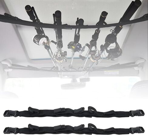 skyehomo 6 حزمة مركبة الصيد قضيب مجموعات الرف، 2 حزمة أصحاب قضبان الصيد قابل للتعديل و 4 حزمة أكواب شفط قوية، حزام على الصيد القطب رف تخزين لشاحنة سيارة عربات فان، 5 قدرة قضيب in Kuwait