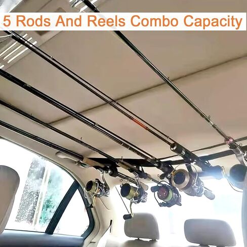 skyehomo 6 حزمة مركبة الصيد قضيب مجموعات الرف، 2 حزمة أصحاب قضبان الصيد قابل للتعديل و 4 حزمة أكواب شفط قوية، حزام على الصيد القطب رف تخزين لشاحنة سيارة عربات فان، 5 قدرة قضيب in Kuwait