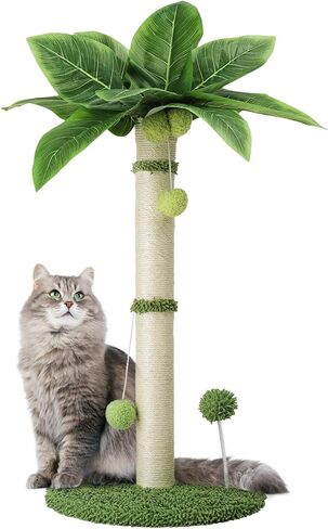 Arquiel Cat Scratching Post, 26 inch Scratching Post for Indoor Cats with Sisal Rope Interactive Toy Balls Cat Scratcher, Cute Cat Scratch Post for Kitten in Kuwait