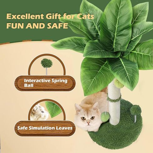 Arquiel Cat Scratching Post, 26 inch Scratching Post for Indoor Cats with Sisal Rope Interactive Toy Balls Cat Scratcher, Cute Cat Scratch Post for Kitten in Kuwait