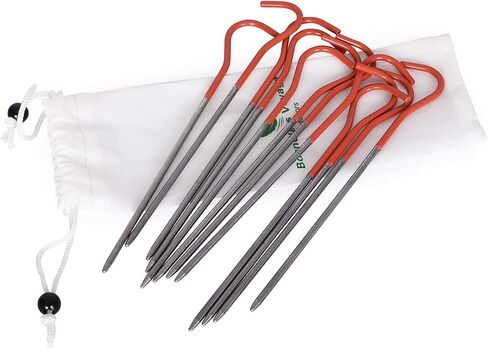 iBasingo 12pcs/lot Titanium Alloy Pegs Outdoor Camping Tent Stakes Portable Elbow Grass Tent Nail A-Ti4001P in Kuwait