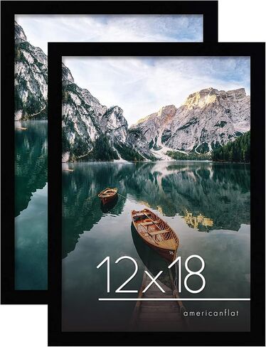 إطارات صور Americanflat مقاس 12 × 18 باللون الأسود - مجموعة من 2 - خشب هندسي مع زجاج مقاوم للكسر - تنسيقات أفقية ورأسية للجدار in Saudi Arabia
